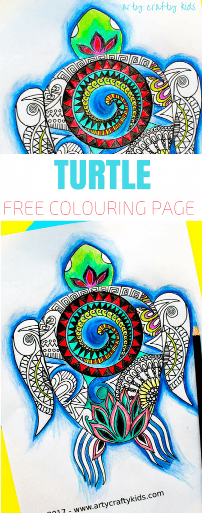 Arty Crafty Kids | Free Coloring Page for Adults and Kids | Moana Inspired Turtle Coloring Page