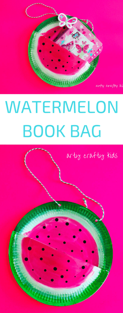 Arty Crafty Kids | Book Club | Summer Crafts for Kids | Paper Plate Watermelon Book Bag