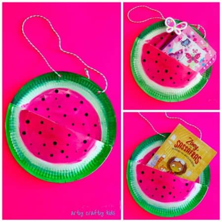 Arty Crafty Kids | Book Club | Summer Crafts for Kids | Paper Plate Watermelon Book Bag