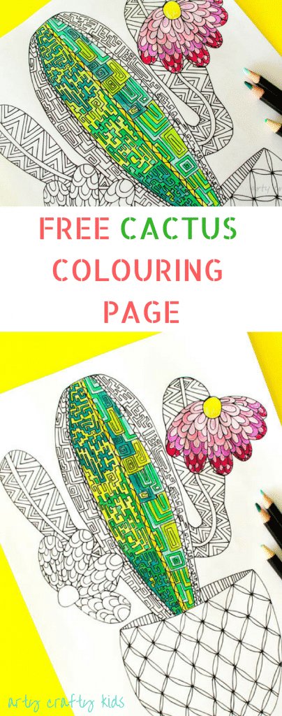 Arty Crafty Kids | Coloring Pages | Cactus Coloring Page | A free cactus coloring page for adults and kids!