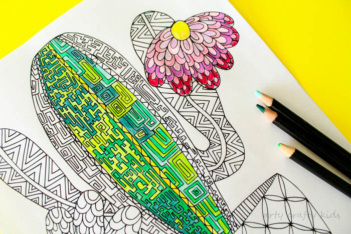 Arty Crafty Kids | Coloring Pages | Cactus Coloring Page | A free cactus coloring page for adults and kids!
