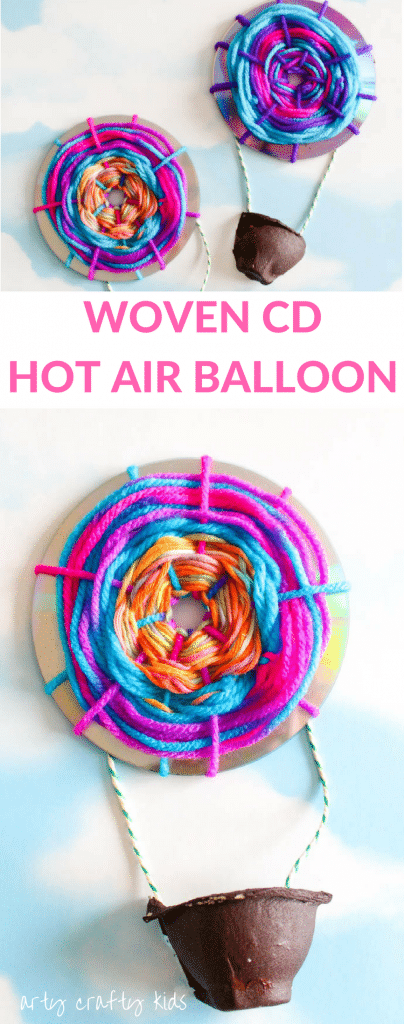 Arty Crafty Kids | Craft | Woven Hot Air Balloons | A simple fine motor weaving craft for kids, turning recycled CD's into Hot Air Balloons!