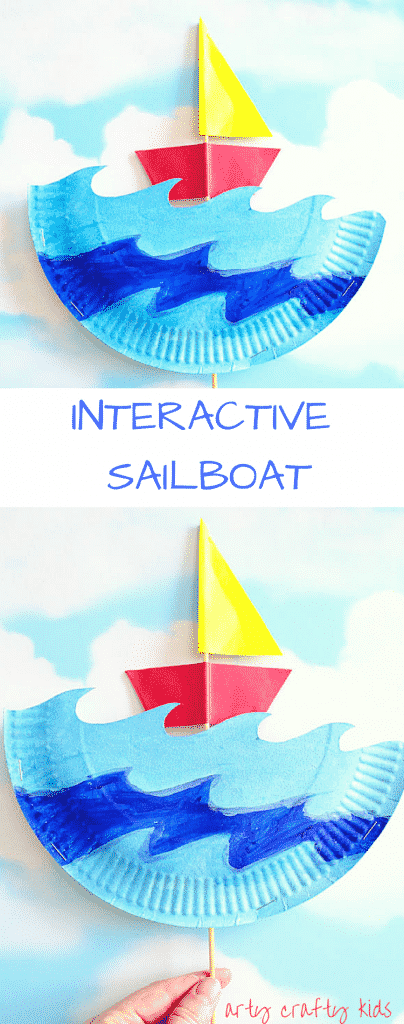 Arty Crafty Kids | Craft | Interactive Paper Plate Sailboat Craft | A fun and engaging Summer Craft for Kids. Sail the paper plate seas with their twizzle boats. 