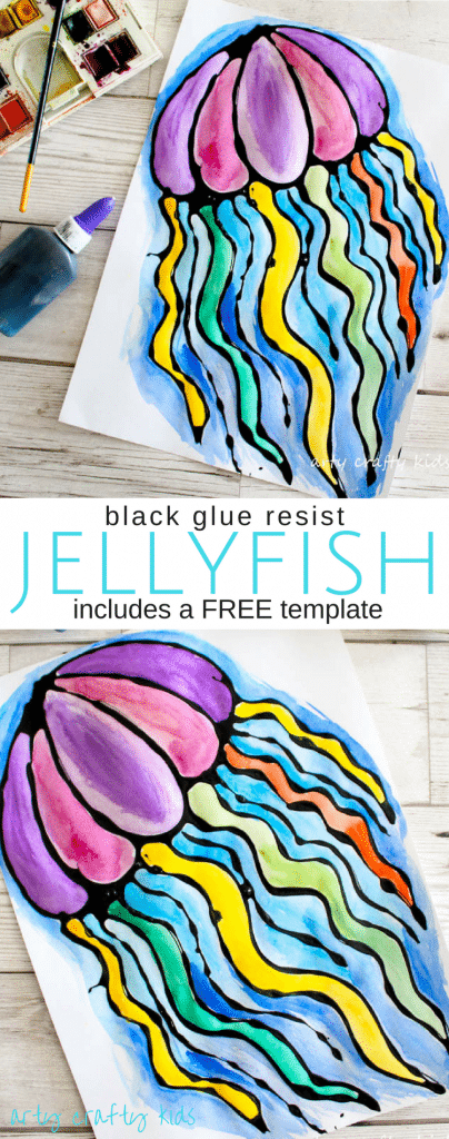 Black Glue Jellyfish Art - Arty Crafty Kids