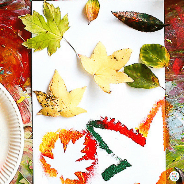 Arty Crafty Kids | Art Ideas for Kids | Autumn Leaf Painting - exploring basic colour-mixing principles to create Autumn shades and hues #autumnart #artforkids #kidsart