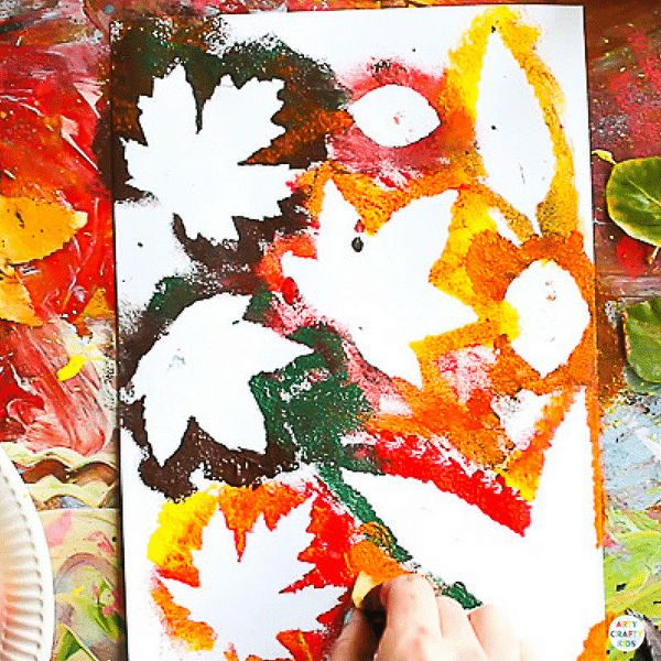 Arty Crafty Kids | Art Ideas for Kids | Autumn Leaf Painting - exploring basic colour-mixing principles to create Autumn shades and hues #autumnart #artforkids #kidsart