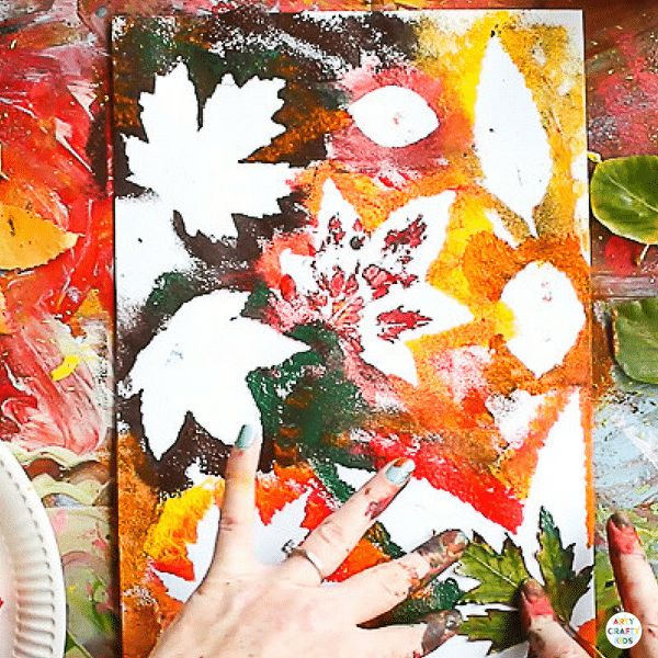 Arty Crafty Kids | Art Ideas for Kids | Autumn Leaf Painting - exploring basic colour-mixing principles to create Autumn shades and hues #autumnart #artforkids #kidsart