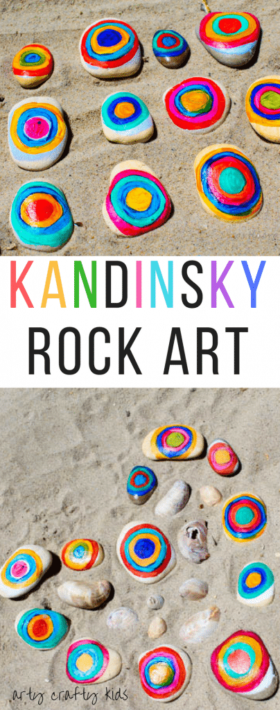 Arty Crafty Kids | Art | Kandinsky Inspired Rock Art | A fun interpretation of Kandinsky's famous conecentric circles. A great way for kids to learn about famous artists and create their own colouful nature art with rocks.