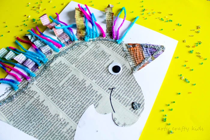 Arty Crafty Kids | Art | Mixed Media Paper Unicorn Craft | A fun mixed media paper unicorn project for kids!