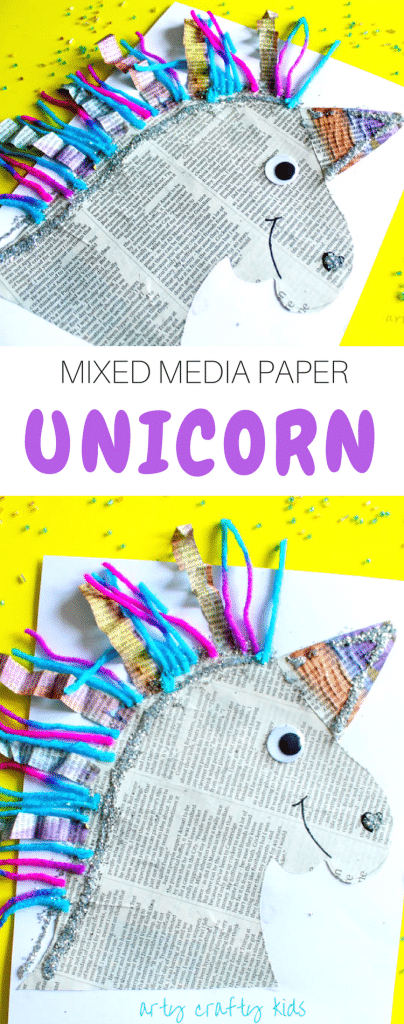 Arty Crafty Kids | Art | Mixed Media Paper Unicorn Craft | A fun mixed media paper unicorn project for kids!