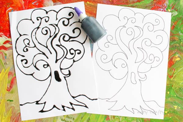 Arty Crafty Kids | Art | Autumn Crafts for Kids | Black Glue Autumn Tree Art | A beautiful Autumn art project for kids that explores autumn colors within a black glue resist medium. #Autumncraftsforkids #kidscrafts #falltrees #easyartideas
