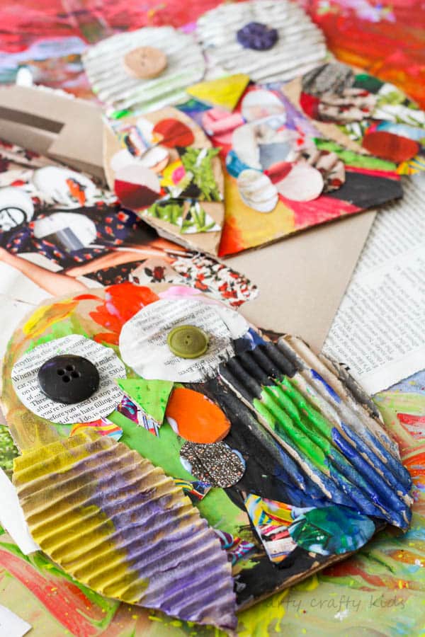 Arty Crafty Kids | Craft | Recycled Cardboard Owl Craft for Kids | A fun way to resuse cardboard and maagzines to create playful owls. A perfect kids craft for Autumn #kidscraft #easycraftsforkids #Preschoolcrafts