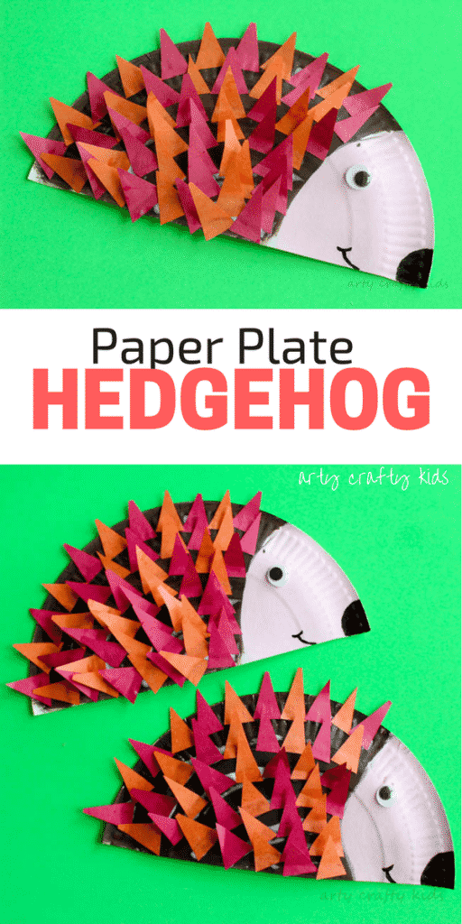 Arty Crafty Kids | Craft | Paper Plate Hedgehog Craft | Super cute Hedgehog craft for kids. Perfect for Autumn crafting and woodland animal topic at preschool. #animalcraft #kidscraft