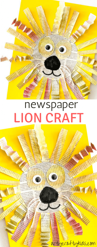 Arty Crafty Kids | Art | Mixed Media Newspaper Lion Craft | A roarsome Lion craft for kids. 