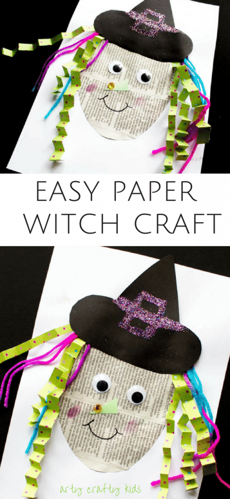 Arty Crafty Kids | Art | Halloween Crafts for Kids | Easy Paper Witch Craft | Easy mixed media Witch project for preschoolers and young children!