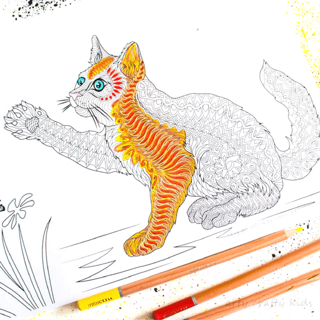 free cat coloring page  arty crafty kids