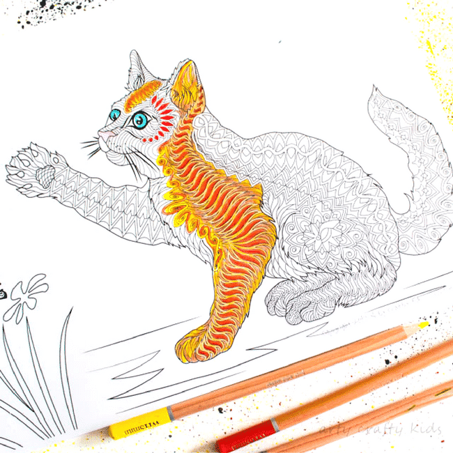 Arty Crafty Kids | Colorin Pages | Free Cat Coloring Page for Adults