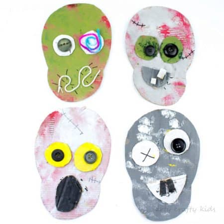 Arty Crafty Kids | Halloween | Cardboard Zombies Halloween Craft for kids using recycled materials. #halloweencraft #halloweenkidscraft