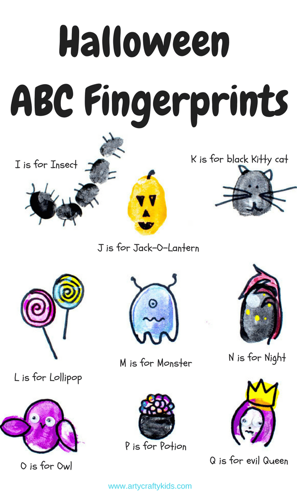 Arty Crafty Kids | Art | Halloween ABC Fingerprints | Give the alphabet a spooky twist with our Halloween themed ABC Fingerprint activity!