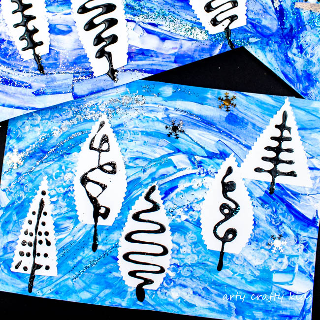 Mixed Media Winter Art Project for Kids - Projects with Kids