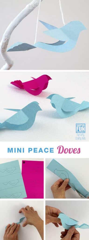 Arty Crafty Kids | Craft | Christmas Craft for Kids | Mini Peace Doves Ornaments #christmas #christmasornament #papercraft #freeprintable