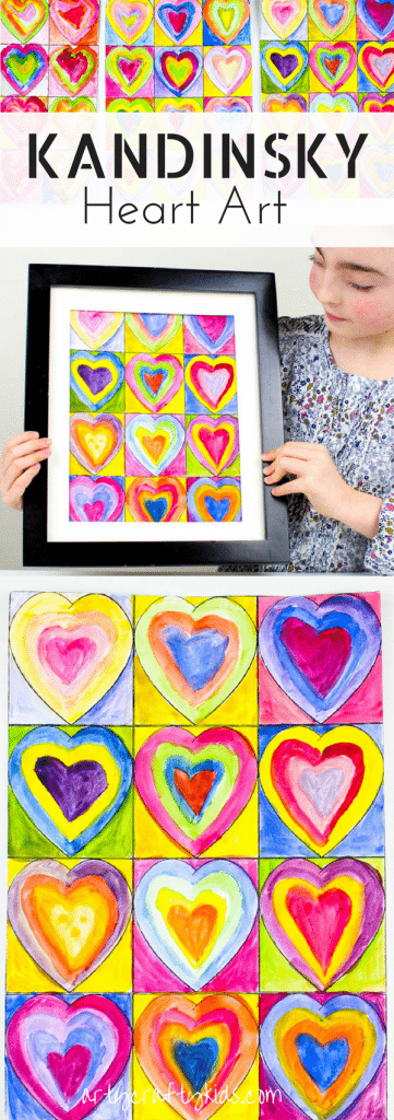 Arty Crafty Kids | Art for Kids | Kandinsky Inspired Heart Art | Inspired by Kandinsky Art, this gorgeous Heart Art Painting is a fabulous art project for kids that can framed and shared as a Kid-Made Gift for any special occassion, uncluding Mother's Day and Valentine's day
