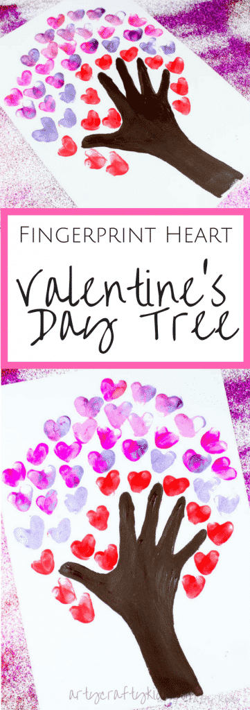 Arty Crafty Kids | Valentines Day Crafts for Kids | Fingerprint Heart Valentine's Day Tree art for kids #valentineskidscrafts #handprinttree #valentinescraft