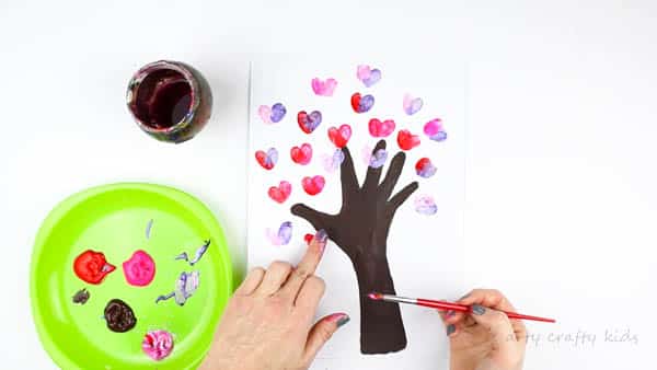 Arty Crafty Kids | Valentines Day Crafts for Kids | Fingerprint Heart Valentine's Day Tree art for kids #valentineskidscrafts #handprinttree #valentinescraft