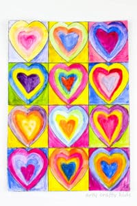 Arty Crafty Kids | Art for Kids | Kandinsky Inspired Heart Art | Inspired by Kandinsky Art, this gorgeous Heart Art Painting is a fabulous art project for kids that can framed and shared as a Kid-Made Gift for any special occassion, uncluding Mother's Day and Valentine's day