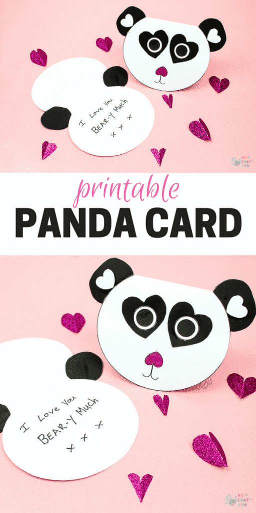 Arty Crafty Kids | Craft for Kids | Cute Printable Panda Card - an adorable printable card for kids to make. Perfect for Valentine's day, Mother's Day and special occassions #printable #mothersdaycard #valentinescard #papercraft #kidscraft