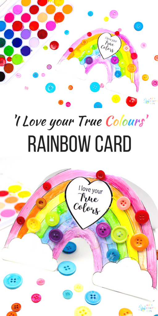 Arty Crafty Kids | Craft | Printable Rainbow 'I Love Your True Colours' Card - A beautiful printable greetings card for kids to colour. Perfect for Mother's Day, Valentine's Day, Birthday's or just because days #kidscards #kidscrafts #printable #rainbowcrafts #kidscrafts