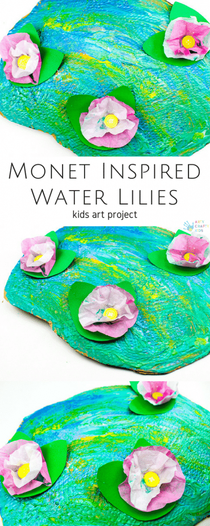 Arty Crafty Kids | Art for Kids | Claude Monet Water Lilies Art Project for Kids #famousartists #kidsart #artforkids #monetforkids