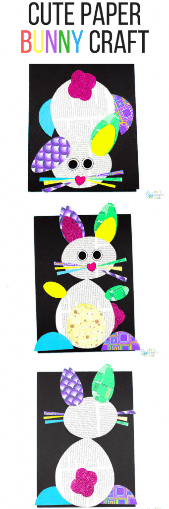 Arty Crafty Kids | Art Ideas for Kids | Paper Bunny Craft for Kids - using the template providing, kids can create a cute bunny using recycled paper. A great craft idea for Spring and Easter #eastercraftforkids #springcraftsforkids #kidscrafts #craftsforkids #eastercrafts