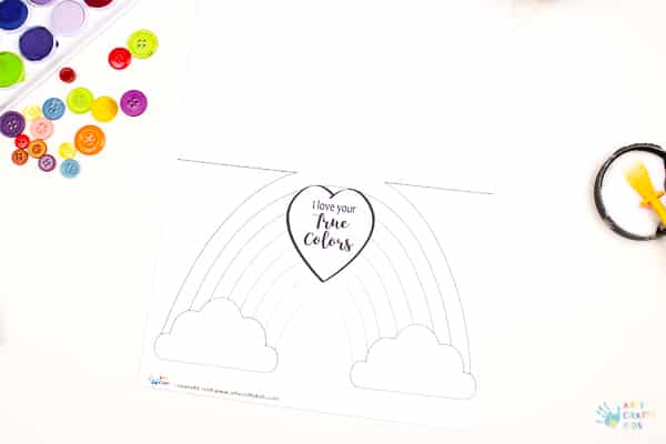 Arty Crafty Kids | Craft | Printable Rainbow 'I Love Your True Colours' Card - A beautiful printable greetings card for kids to colour. Perfect for Mother's Day, Valentine's Day, Birthday's or just because days #kidscards #kidscrafts #printable #rainbowcrafts #kidscrafts