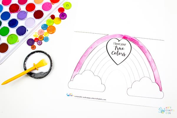 Arty Crafty Kids | Craft | Printable Rainbow 'I Love Your True Colours' Card - A beautiful printable greetings card for kids to colour. Perfect for Mother's Day, Valentine's Day, Birthday's or just because days #kidscards #kidscrafts #printable #rainbowcrafts #kidscrafts