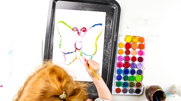 Arty Crafty Kids | Art | Butterfly Salt Painting - a magical and unusual art process for kids, that's great for exploring colour #artycraftykids #artforkids #kidsart #processart #butterflycrafts #craftsforkids #kidscrafts
