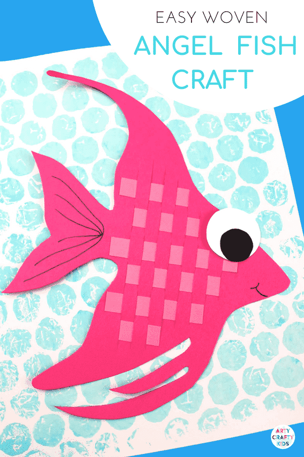 Arty Crafty Kids | Craft Ideas for Kids | Woven Angel Fish Craft for Kids - a simple craft for an under the sea theme , combining printing and weaving techniques to create a gorgeous Angel Fish #finemotorskills #finemotor #undertheseacraftsforkids #craftideasforkids #kidscraft