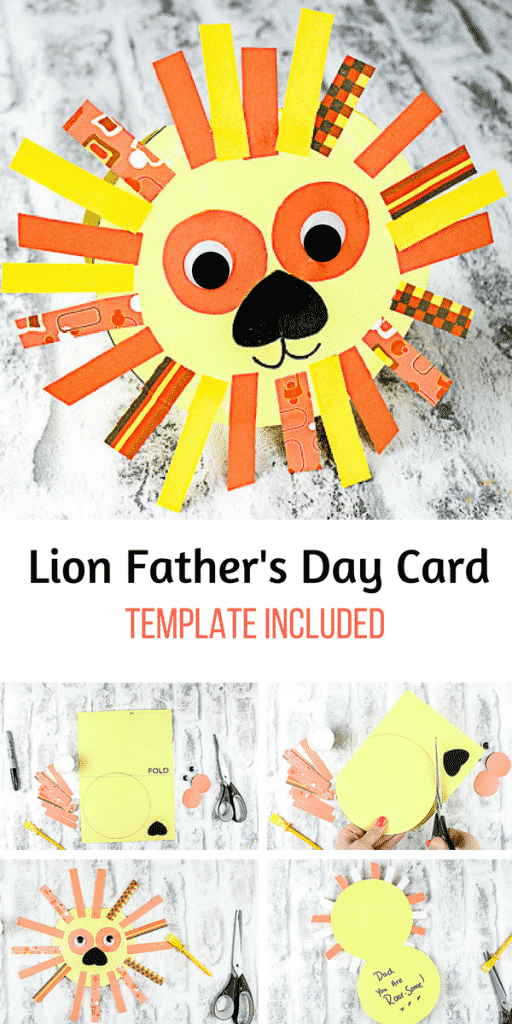 Arty Crafty Kids | Craft Ideas for Kids | Lion Fathers Day Card for Kids to make for their Dads, with a free template included.