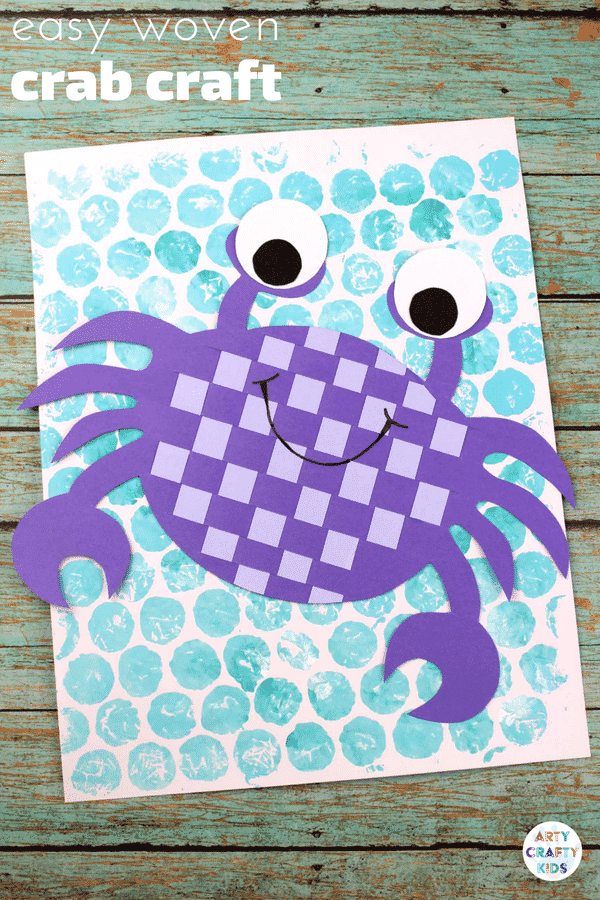 Arty Crafty Kids - Craft Ideas for Kids - Easy Woven Crab Craft for Kids - Super Cute crab weaving craft that kids will adore, while giving their hands a little fine motor work out during the creative process. Great a craft for an under the sea themed topic #kidscraft #undertheseacraft #craftsforkids #easykidscrafts