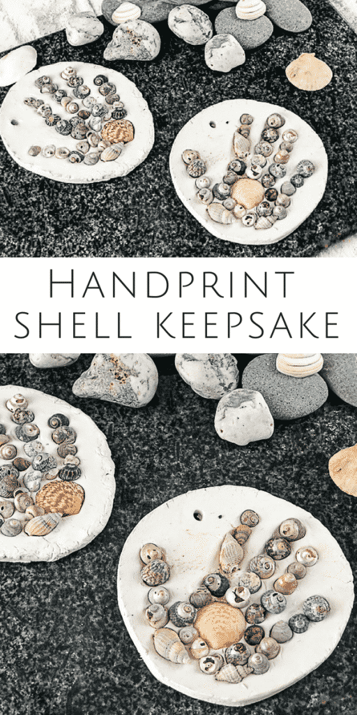 Arty Crafty Kids | Craft | Handprint Shell Keepsake Summer Craft for Kids #summercraft #kidscraft #handprintcraft #craftsforkids #summercraftsforkids #beachcraftsforkids #beachcrafts