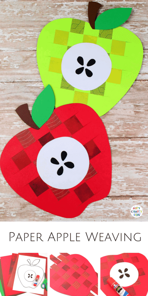 Arty Crafty Kids - Craft Ideas for Kids - Paper Apple Weaving Craft for Kids - A sweet Apple kids craft to kickstart the new school term and the beginning of Autumn. Great for developing fine motor skills and for little hands to learn basic weaving techniques #kidscraft #applecraft #craftsforkids #papercraft