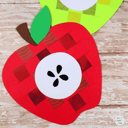 Arty Crafty Kids - Craft Ideas for Kids - Paper Apple Weaving Craft for Kids - A sweet Apple kids craft to kickstart the new school term and the beginning of Autumn. Great for developing fine motor skills and for little hands to learn basic weaving techniques #kidscraft #applecraft #craftsforkids #papercraft