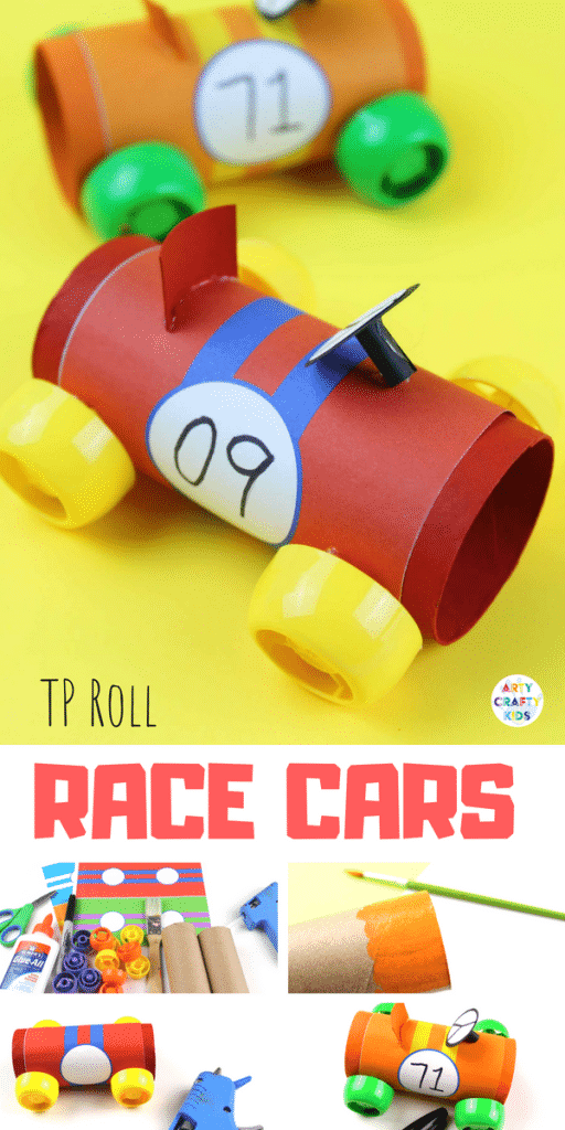 Paper Tube Racing Cars - Craft Ideas for Kids - A cool car craft for kids using the humble toilet tube! #kidscraft