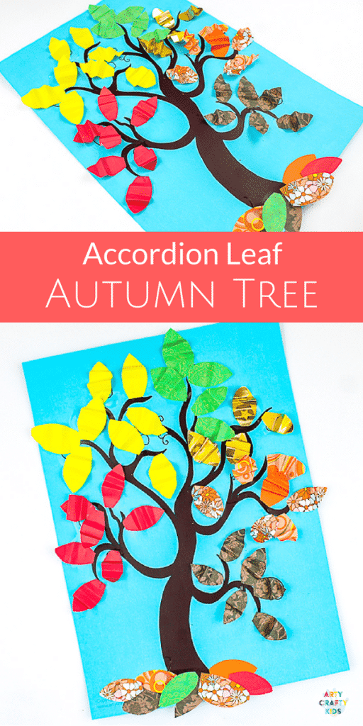 Arty Crafty Kids | Crafts for Kids | Accordian Leaf Autumn Tree Craft for Kids - create a 'crunchy' autumn leaf effect with the accoridan fold #autumntree #autumncrafts #kidscrafts #craftsforkids