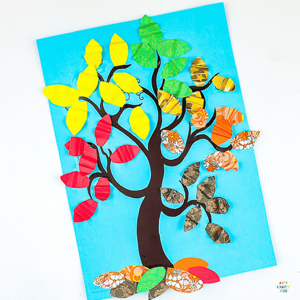 Arty Crafty Kids | Crafts for Kids | Accordian Leaf Autumn Tree Craft for Kids - create a 'crunchy' autumn leaf effect with the accoridan fold #autumntree #autumncrafts #kidscrafts #craftsforkids
