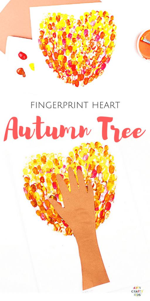 Arty Crafty Kids | Craft Ideas for Kids | Fingerprint Heart Autumn Tree Craft for Kids, with a template included #autumncrafts #autumntree #craftideasforkids #kidscrafts