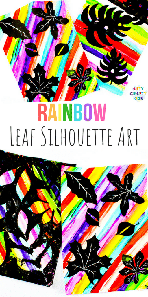 Arty Crafty Kids | Art for Kids | Rainbow Silhouette Leaf Art for Kids, with 4 downloadable templates available #kidsart #leafart #autumncraft #printable