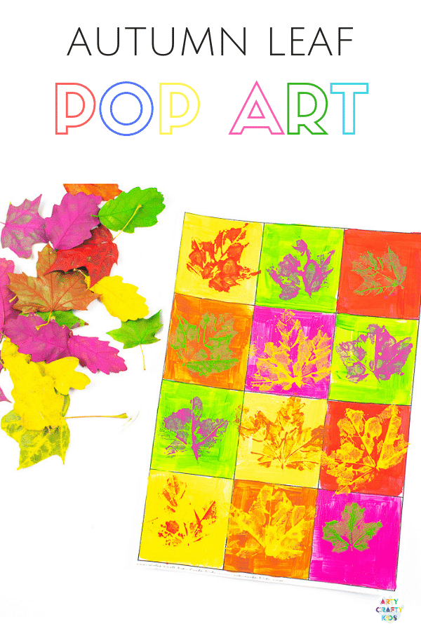 Arty Crafty Kids - Autumn Leaf Pop Art project for kids, with a free template included! #autumncraft #kidsart #artforkids #kidsactivities #craftsforkids