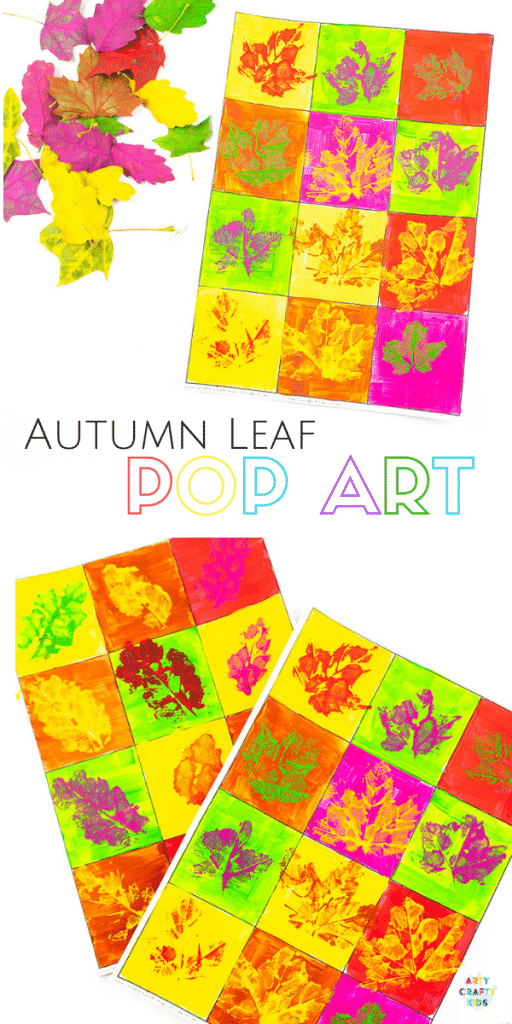 Arty Crafty Kids - Autumn Leaf Pop Art project for kids, with a free template included! #autumncraft #kidsart #artforkids #kidsactivities #craftsforkids