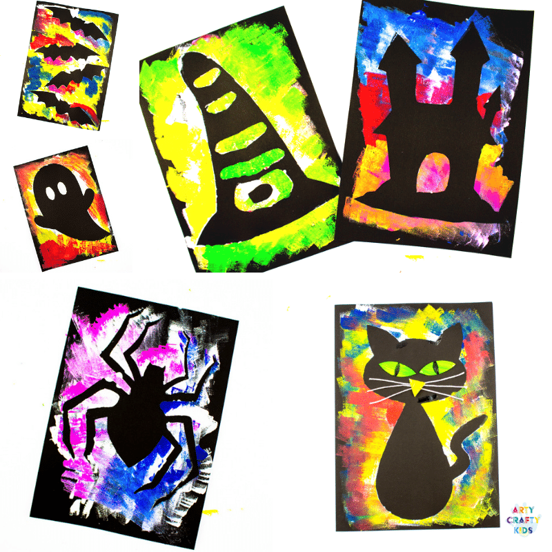 Oil Pastel Haunted House Craft - Projects with Kids